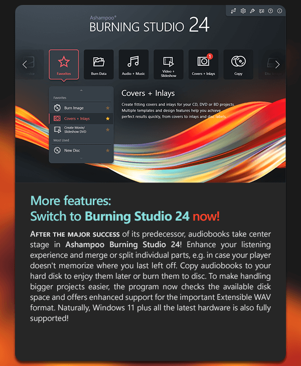 More features — Switch to Burning Studio 24 now