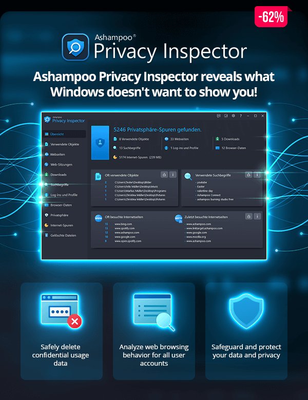 Ashampoo Privacy Inspector - Ashampoo Privacy Inspector reveals what Windows doesn't want to show you!