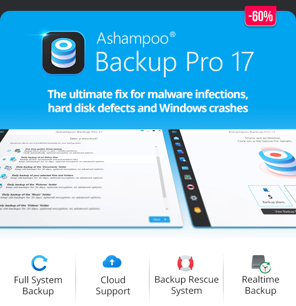 Ashampoo Backup Pro 17 - Backup, rescue, and restore files with ease!