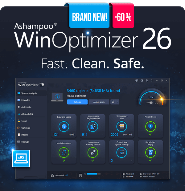 Ashampoo WinOptimizer 26 | Fast. Clean. Safe.