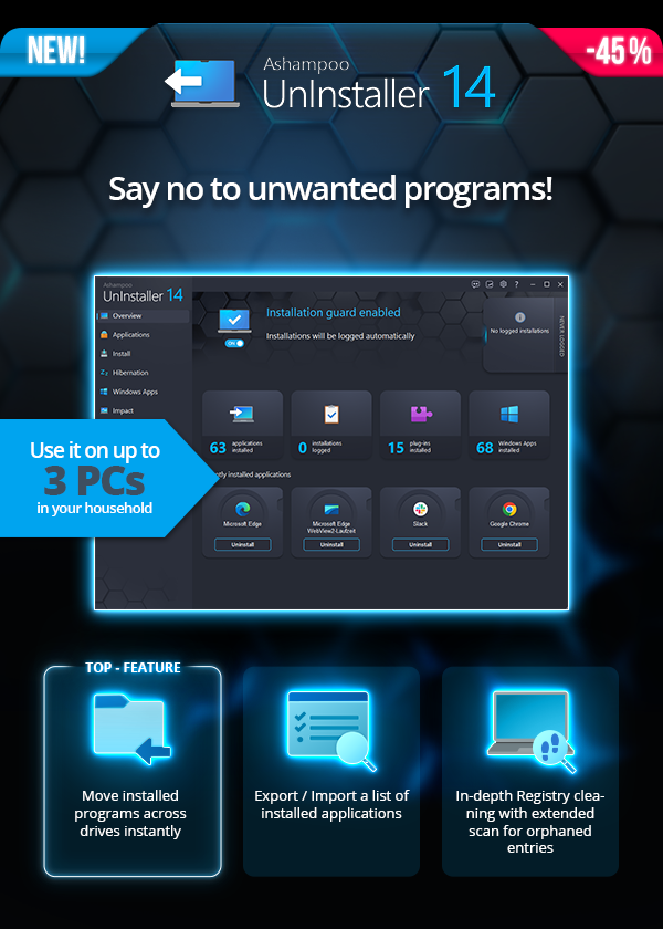 Ashampoo UnInstaller 14 - Uninstalls better than Windows alone!