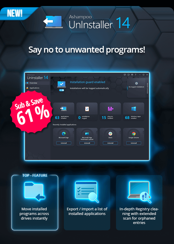 Ashampoo UnInstaller 14 | Uninstalls better than Windows alone!