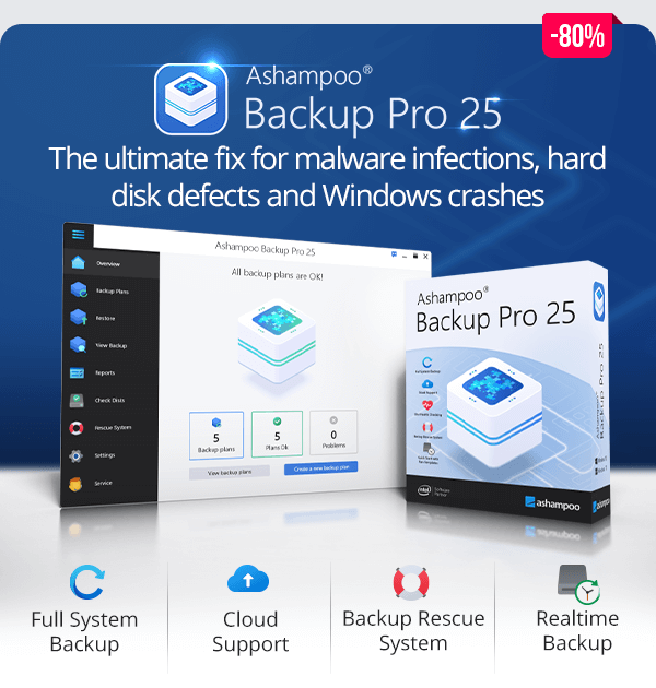 Ashampoo Backup Pro 25 - Backup, rescue, and restore files with ease!