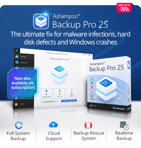 Ashampoo Backup Pro 25 - Backup, rescue, and restore files with ease!