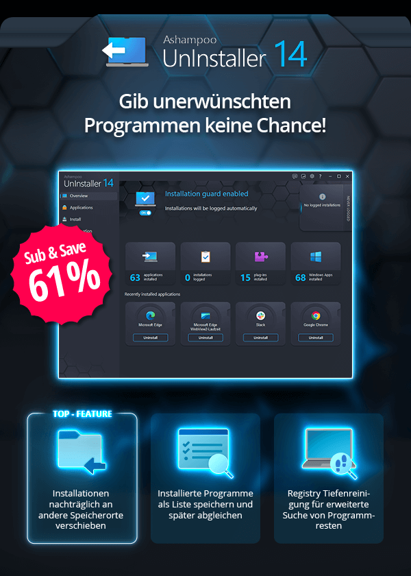 Ashampoo UnInstaller 14 | Uninstalls better than Windows alone!