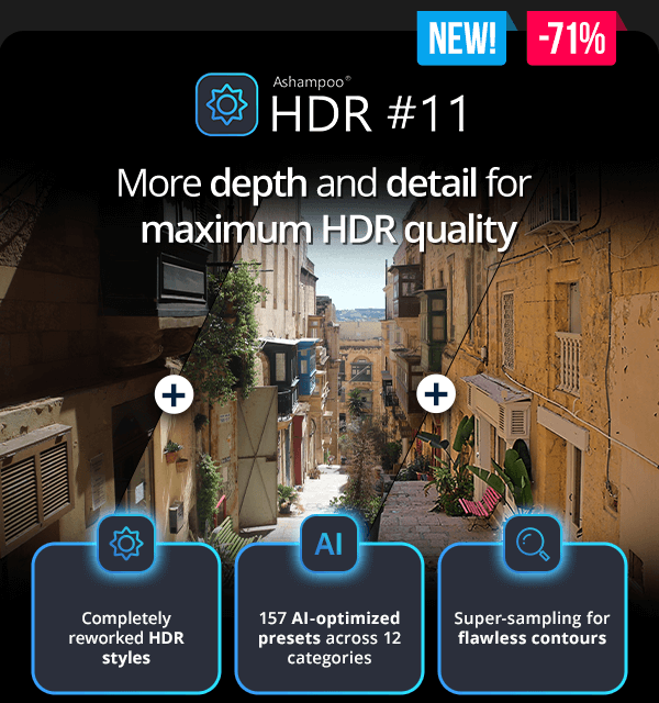 Ashampoo® HDR #11 | More depth and detail for maximum HDR quality