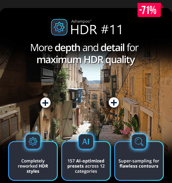 Ashampoo® HDR #11 | More depth and detail for maximum HDR quality