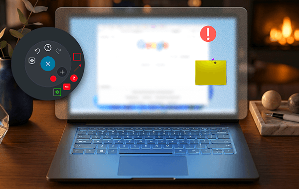 A glass overlay floating in front of a laptop.