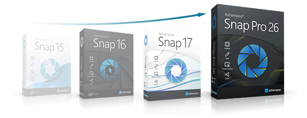 Previous product boxes in a row leading up to the current version.