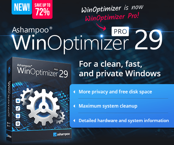 Ashampoo® WinOptimizer Pro 29 | For a clean, fast, and private Windows